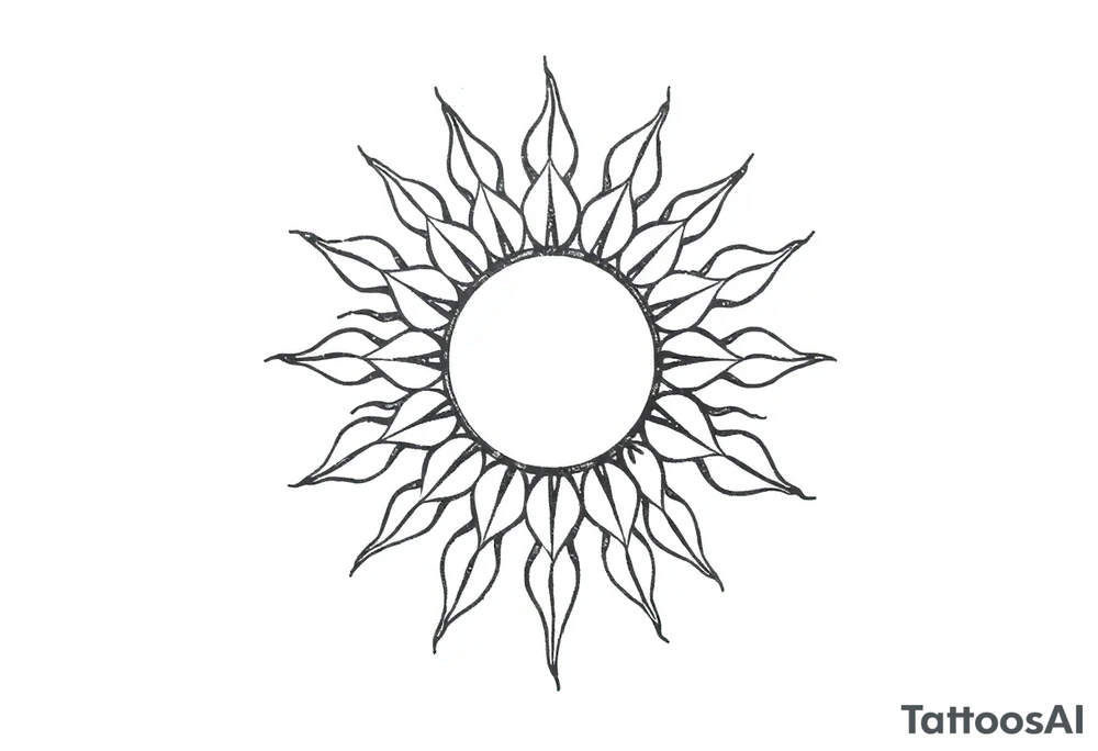 Sun with stem and leaves tattoo idea