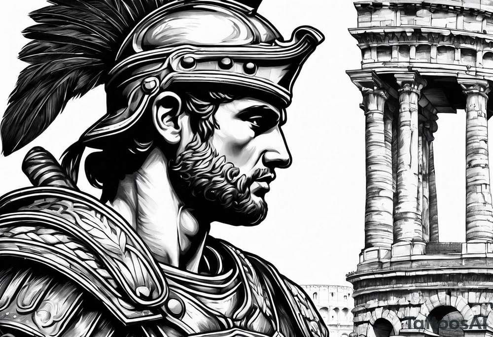 Roman soldier colosseum in background tattoo idea