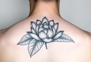 Blooming protea flower with a lilly pad tattoo idea