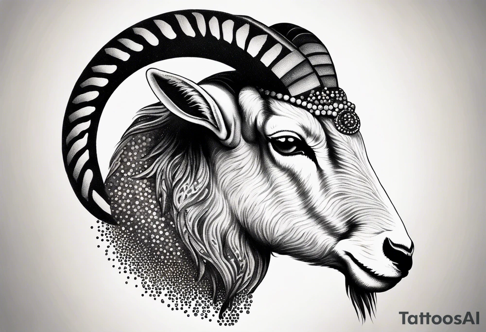 Headshot of Capricorn goat tattoo idea