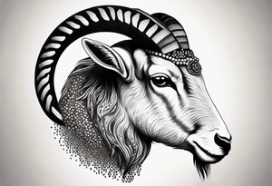 Headshot of Capricorn goat tattoo idea