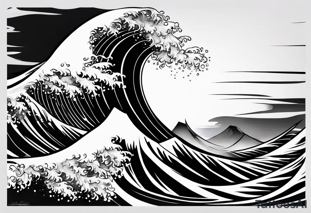 Full sleeve waves black with blue accents tattoo idea