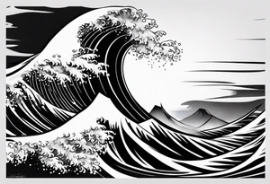 Full sleeve waves black with blue accents tattoo idea
