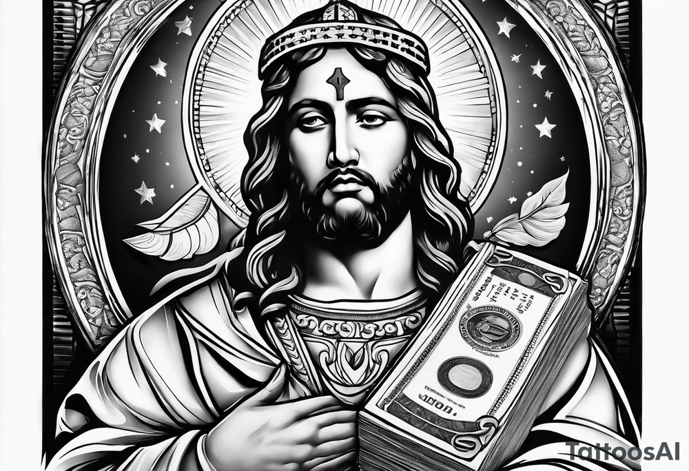 San Judas with money tattoo idea