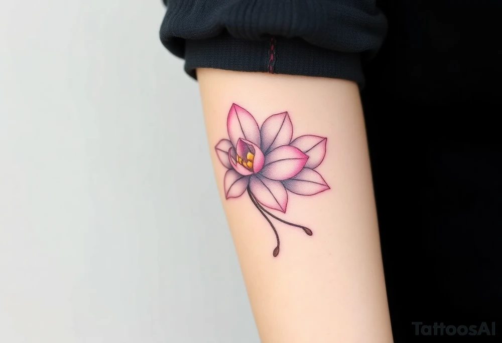 A lotus and orchid combination in soft pastel tones tattoo idea