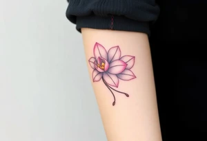 A lotus and orchid combination in soft pastel tones tattoo idea