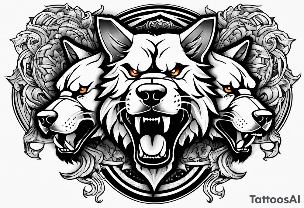 angry Cerberus tattoo idea