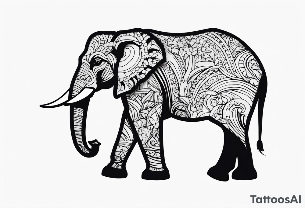 elephant with a trunk up tattoo idea