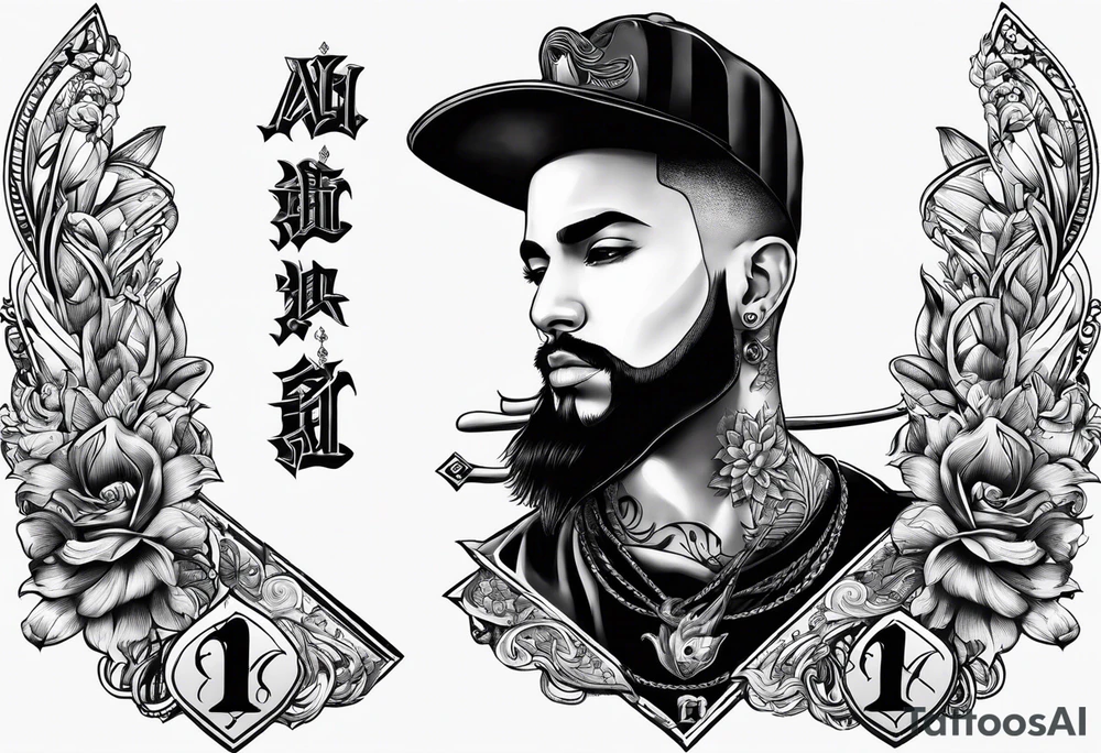 Neck tattoo saying Ace reversed filled in tattoo idea