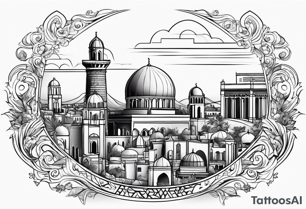 israel city vector swirl 
 vignette tattoo idea