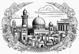 israel city vector swirl 
 vignette tattoo idea