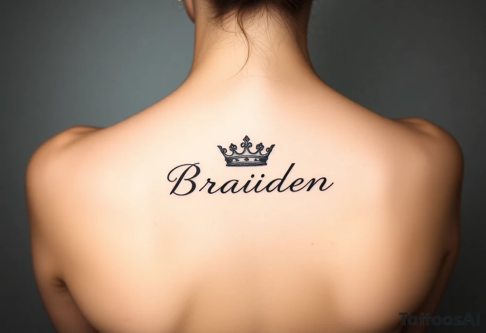 Name Braiden with a kings crown above the B tattoo idea