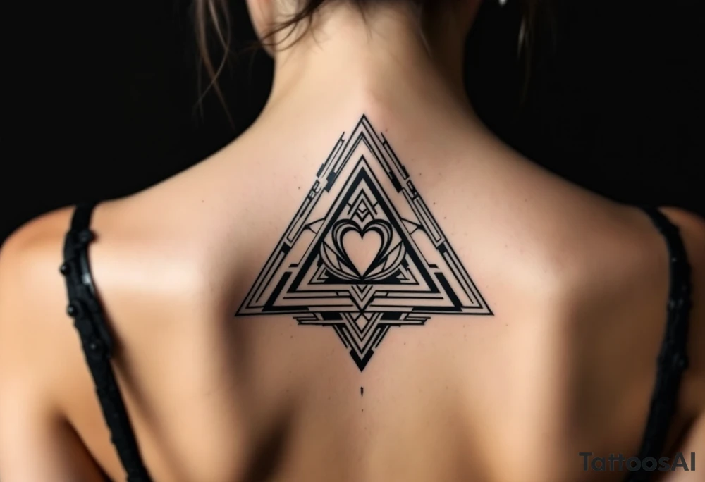 A triangle with a big heart in the center tattoo idea