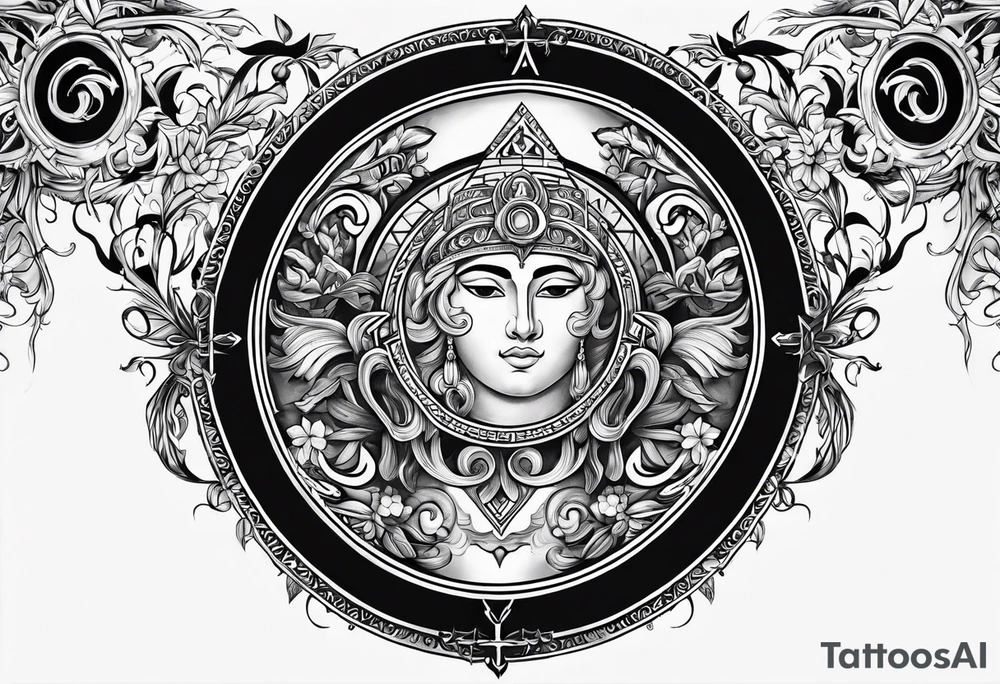 Greek Capital Letter Omega symbol black magic style tattoo idea