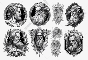 greek zeus sleeve tattoo idea