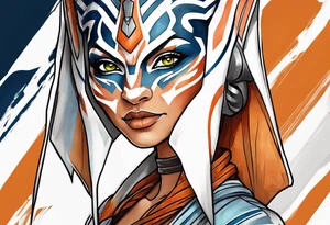 Ahsoka with large chest tattoo idea