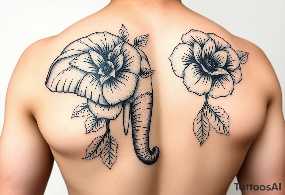 Elephant flowers soft  on the arm small tattoo color tattoo idea