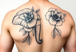 Elephant flowers soft  on the arm small tattoo color tattoo idea