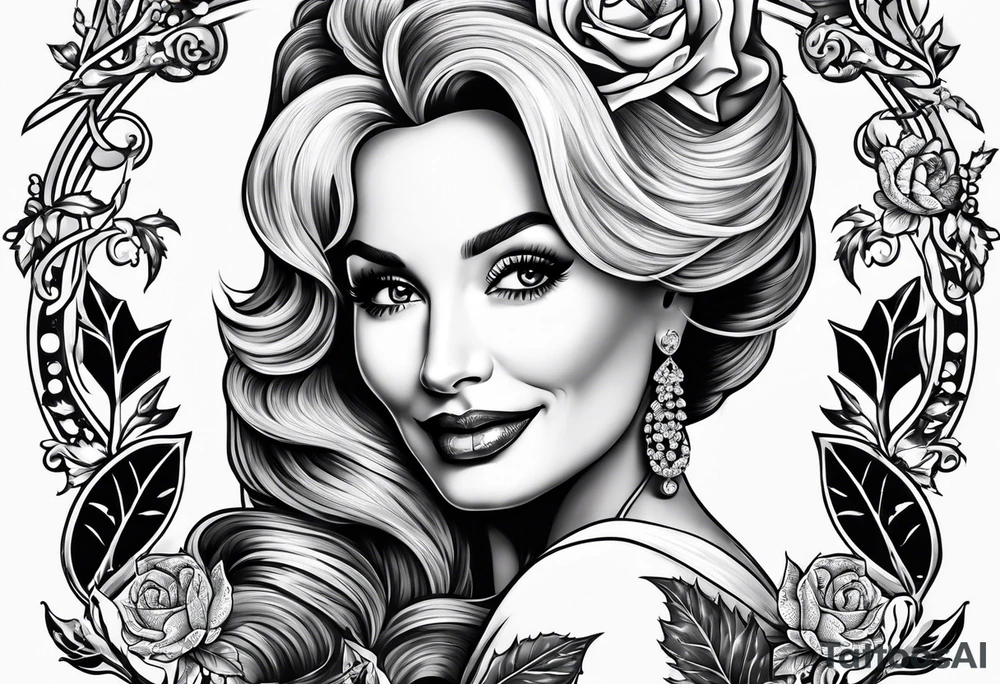 Dolly Parton holding an acorn tattoo idea