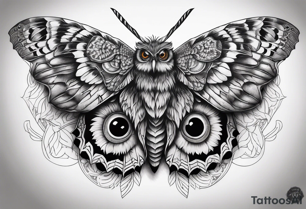 Dead head moth with owl eyes tattoo idea