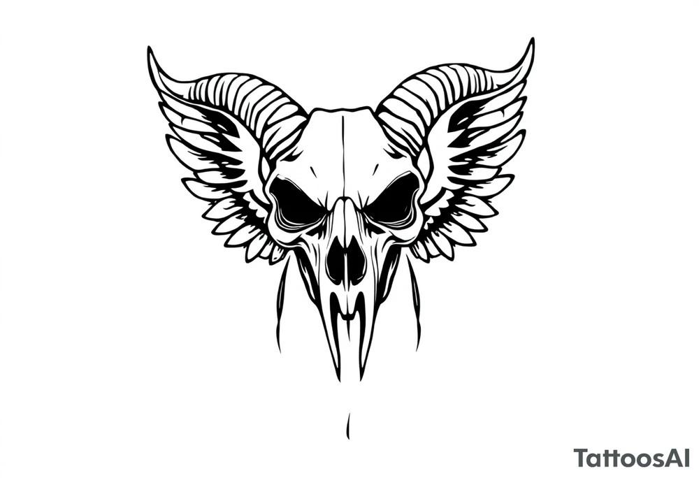 goat skull odd crying angel surreal tattoo idea