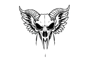 goat skull odd crying angel surreal tattoo idea