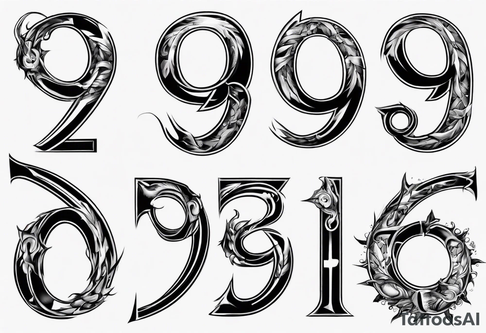 number 9 upside down and right side up connected in the middle. 9:16 aspect ratio. tattoo idea