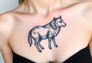 Sheep with wolf coming out of its body tattoo idea