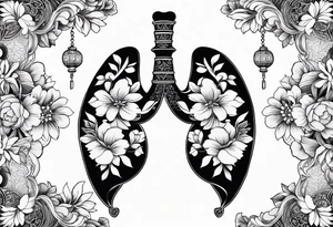 Ornament of flowers forming a the shape of a lung tattoo idea