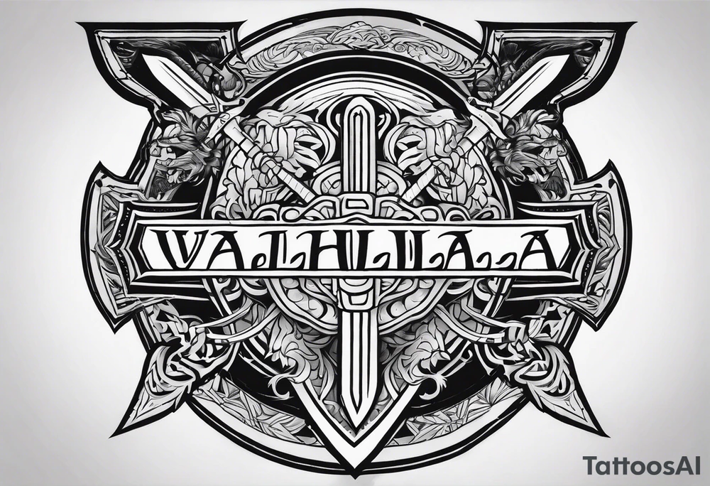 Valhalla sword shield steps tattoo idea