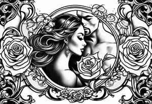 Dancing couple on a rose tattoo idea