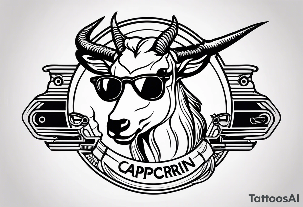 capricorn with sunglasses and shotgun tattoo idea