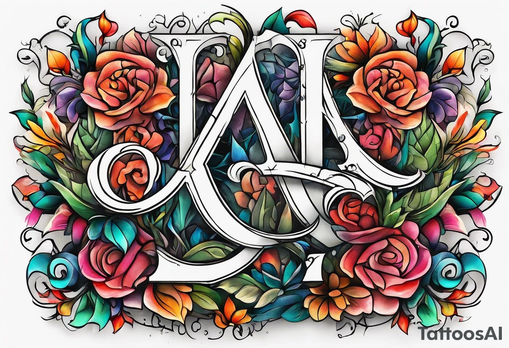 The letters AR together with the words always ready going down the side of the letters tattoo idea