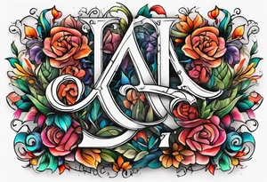 The letters AR together with the words always ready going down the side of the letters tattoo idea