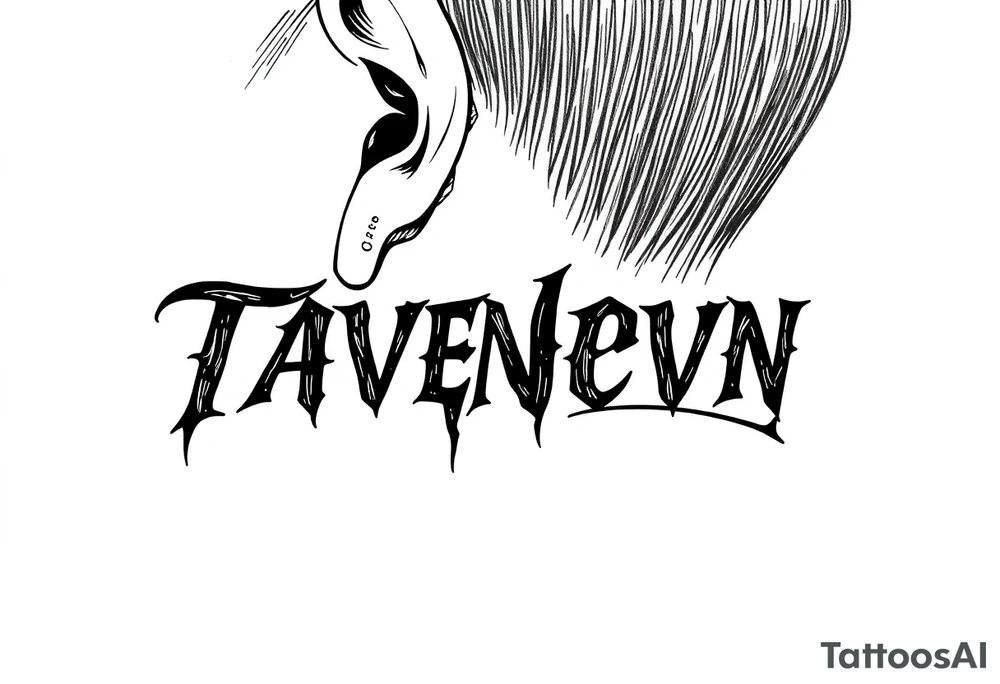 Name cover up behind the ear tattoo idea