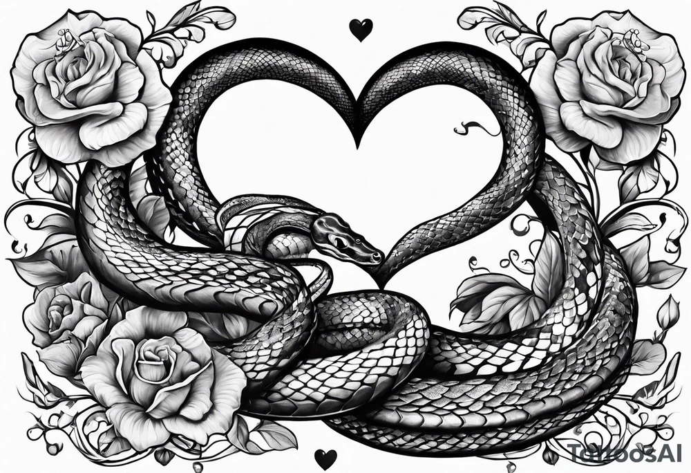 a snake who has swallowed a heart tattoo idea