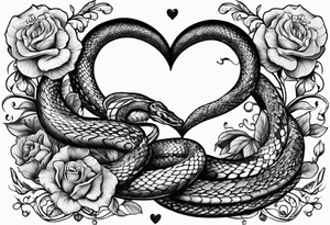 a snake who has swallowed a heart tattoo idea