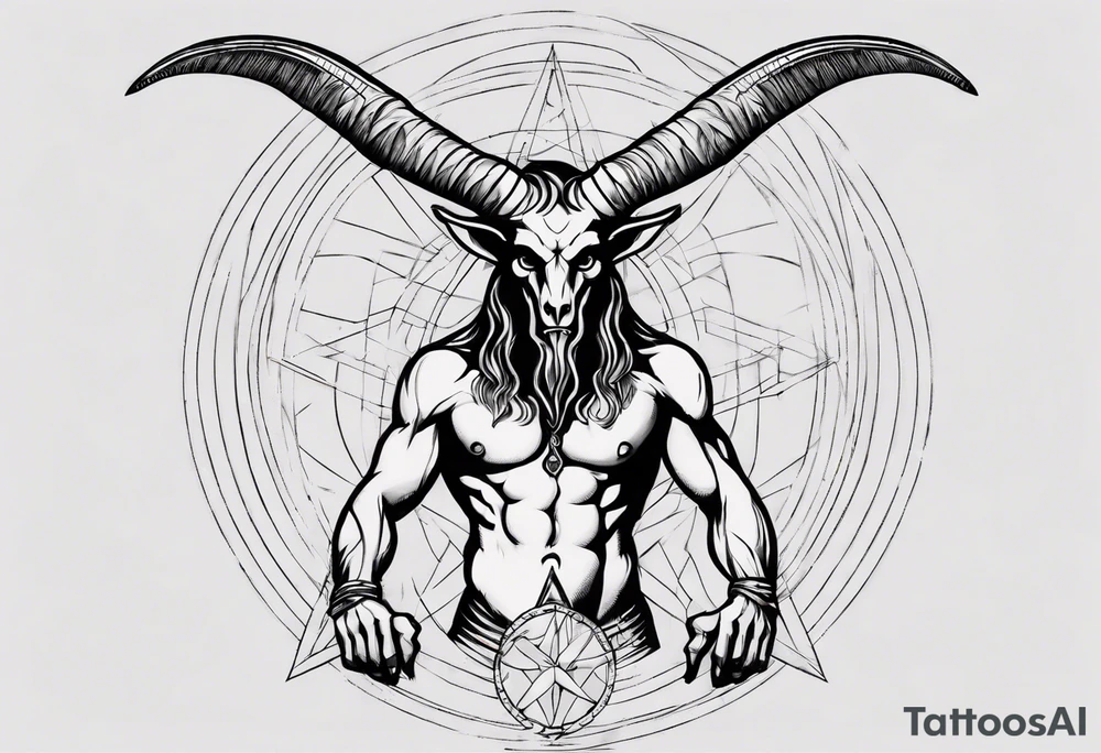 Baphomet standing full body loincloth. tattoo idea