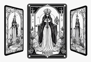 High priestess skeleton tarot card tattoo idea