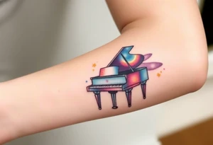 Grand piano under stars tattoo idea