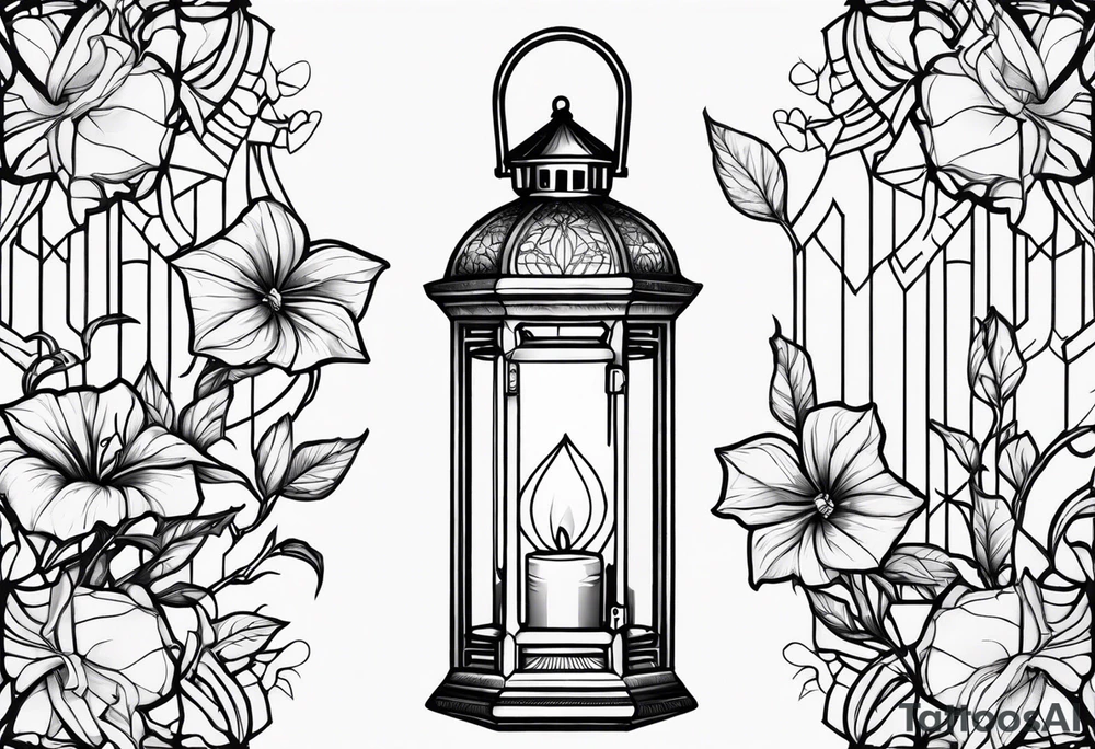 Lantern with morning glories tattoo idea
