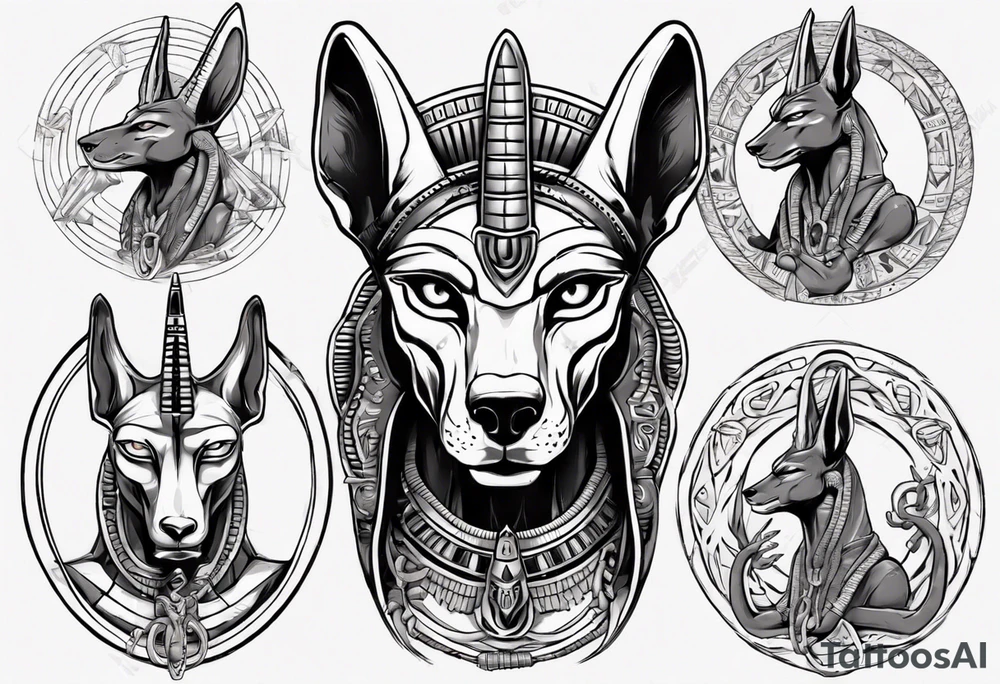 Egyptian god Anubis with snakes tattoo idea