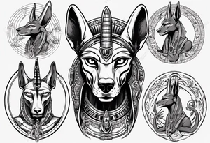 Egyptian god Anubis with snakes tattoo idea