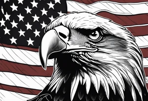 eagle head and American flag tattoo idea