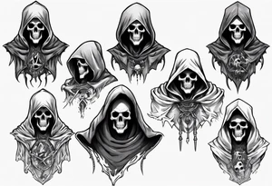 Upper half of a hooded reaper with no weapon tattoo idea