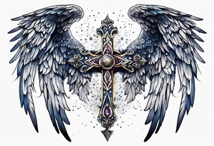 Constellation, Angel wing , snow , cross tattoo idea