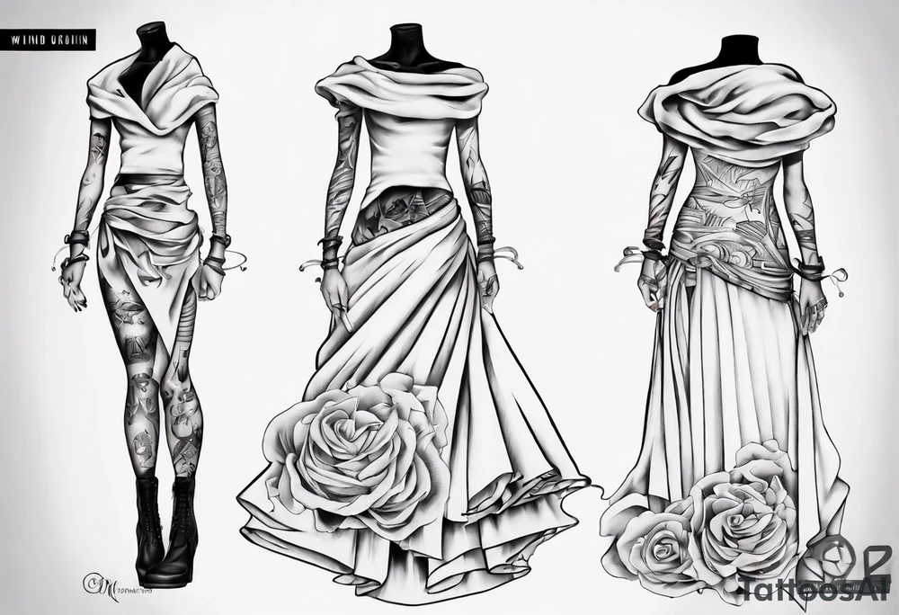 wind skirt on manequinn tattoo idea