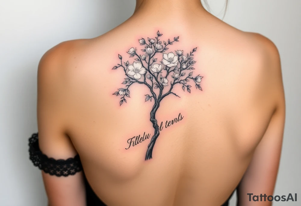 Powerful flower tree with cloud over it on arm tattoo idea
