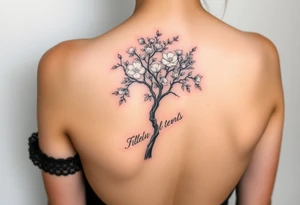 Powerful flower tree with cloud over it on arm tattoo idea