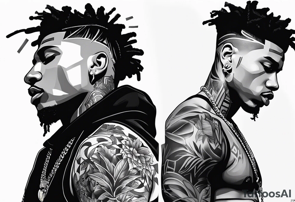 Make me the rapper nle Choppa and put all of his tattoos he has tattoo idea